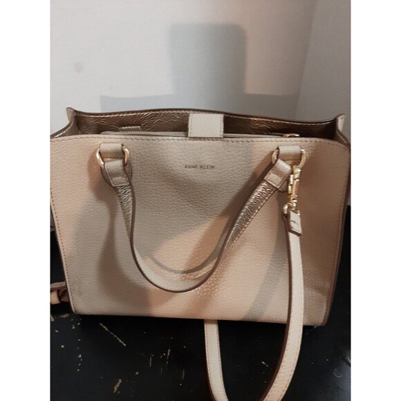 ANNE KLEIN Pebble Soft PU  Leather Handbag Purse Shoulder Bag 10" X 8" Taupe Tan - Picture 6 of 11